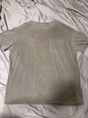 Goodfellow & Co Washed Crew Pocket Tee - Olive Gray